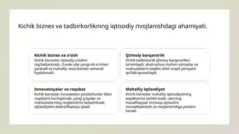 Kichik biznes va xususiy tadbirkorlik 3