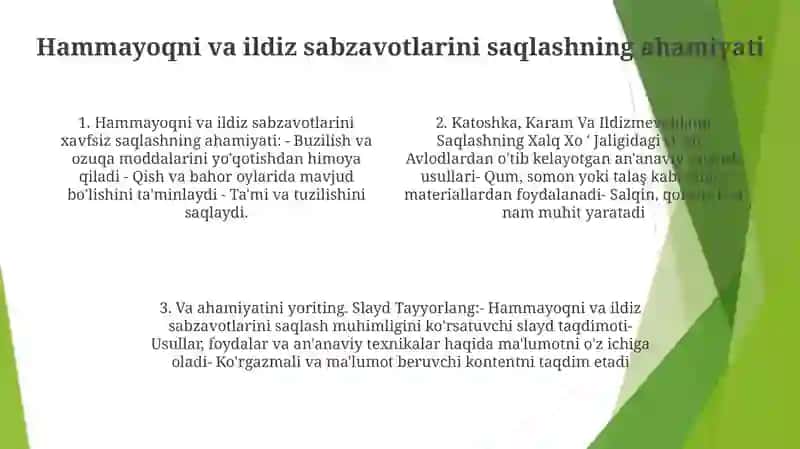 Kartoshka, Karam Va Ildizmevalilami Saqlash 3