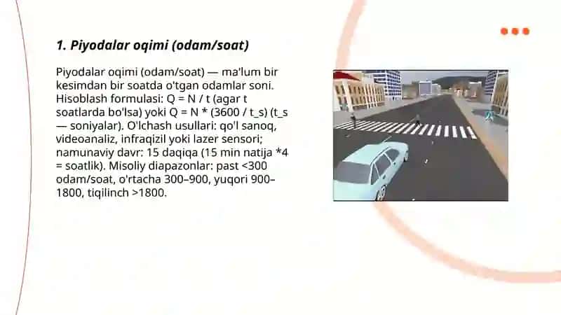 Piyodalar harakatini tavsiflovchi asosiy koʻrsatkichlar 3