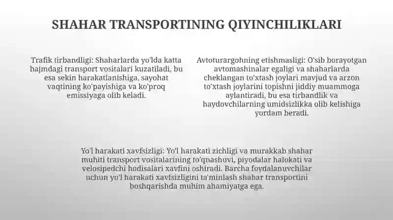 Shahar Boʻyilab Avtomatlashtirilgan Harakatni Boshqarish 3