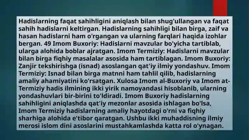 Imom Buxoriy va Imom Termiziyning hadisilmi 3
