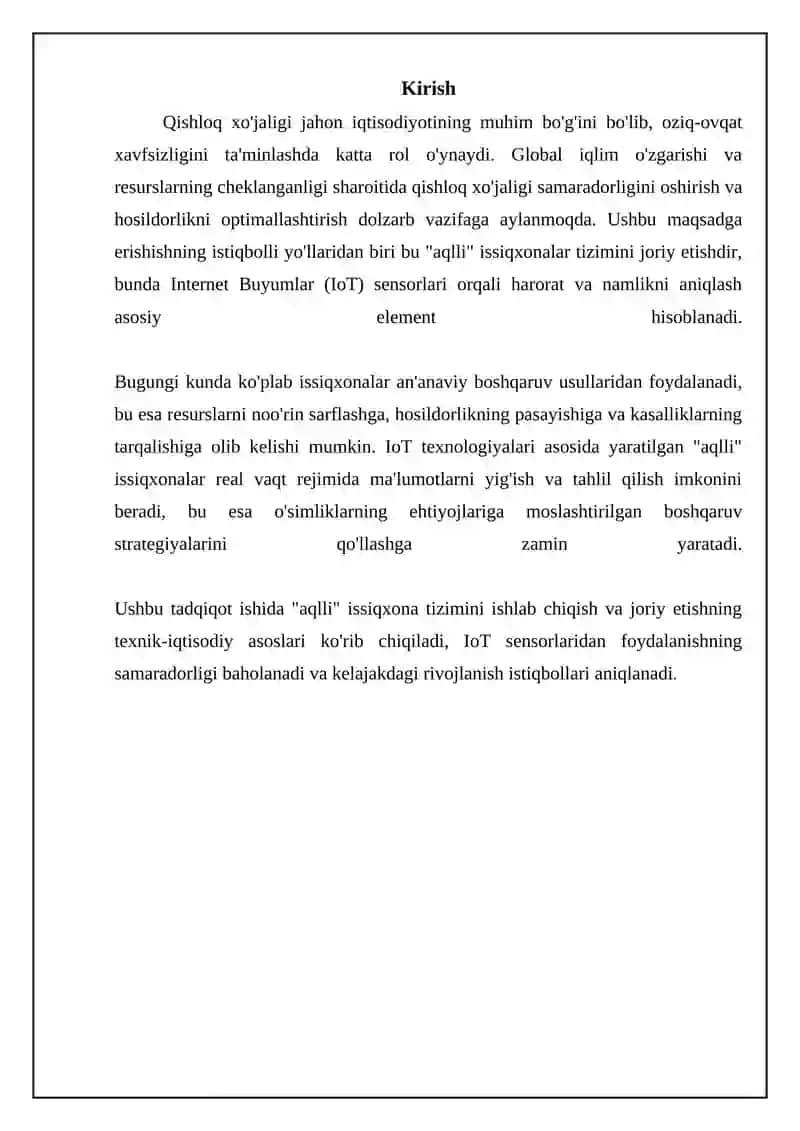 Iot datchiklari yordamida issiqxona ichidagi harorat va namlikni aniqlaydigan smart issiqxona tizimi 3