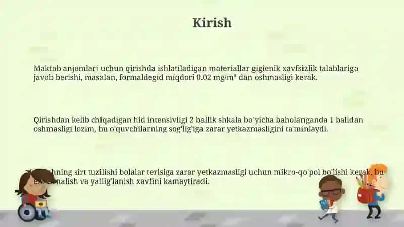 O'QUV QUROLLARIGA QO'YILGAN GIGIYENIK TALABLAR 3