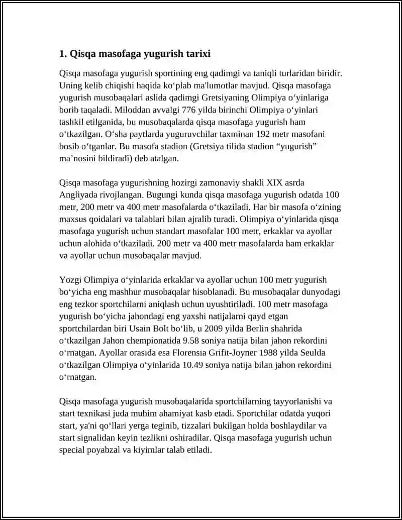 Qisqa masofaga yugurish texnikasi 3