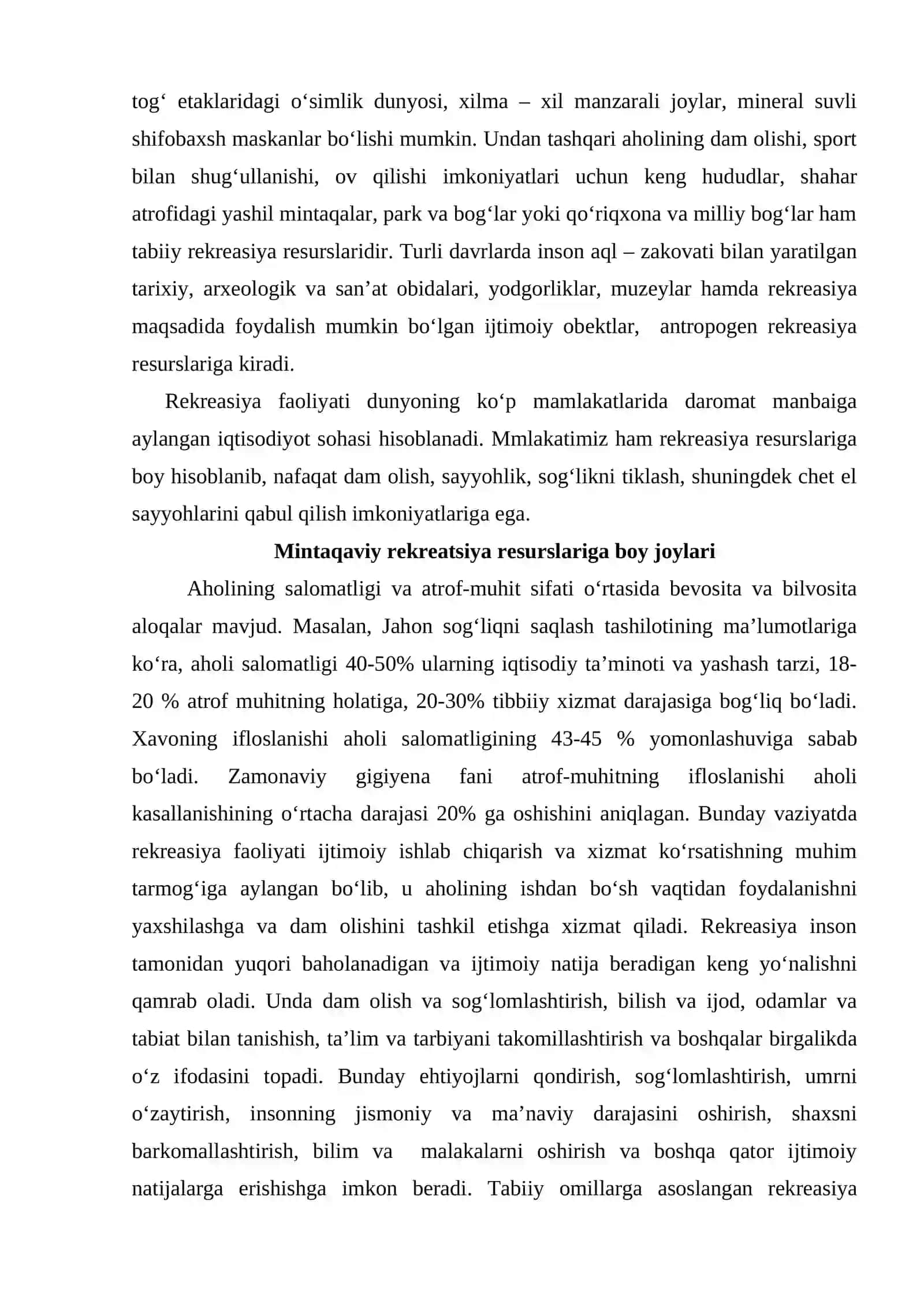 Rekreatsiya va turizm geografiyasi 3