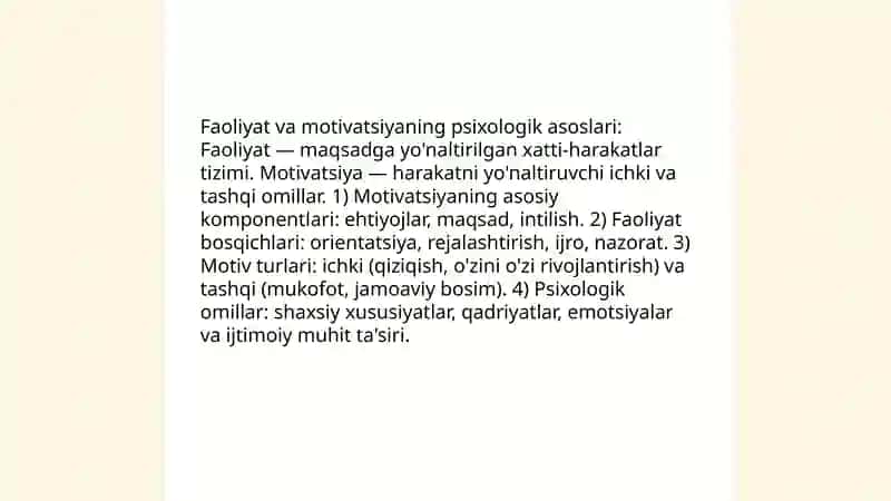 Faoliyat va motivatsiya. Muloqat 3