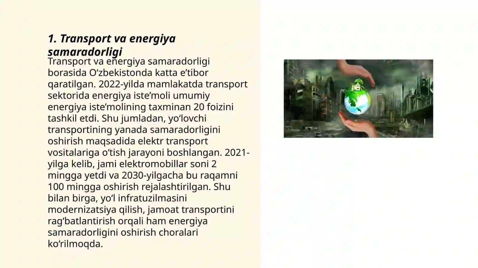 Transport va energiya samaradorligi 3