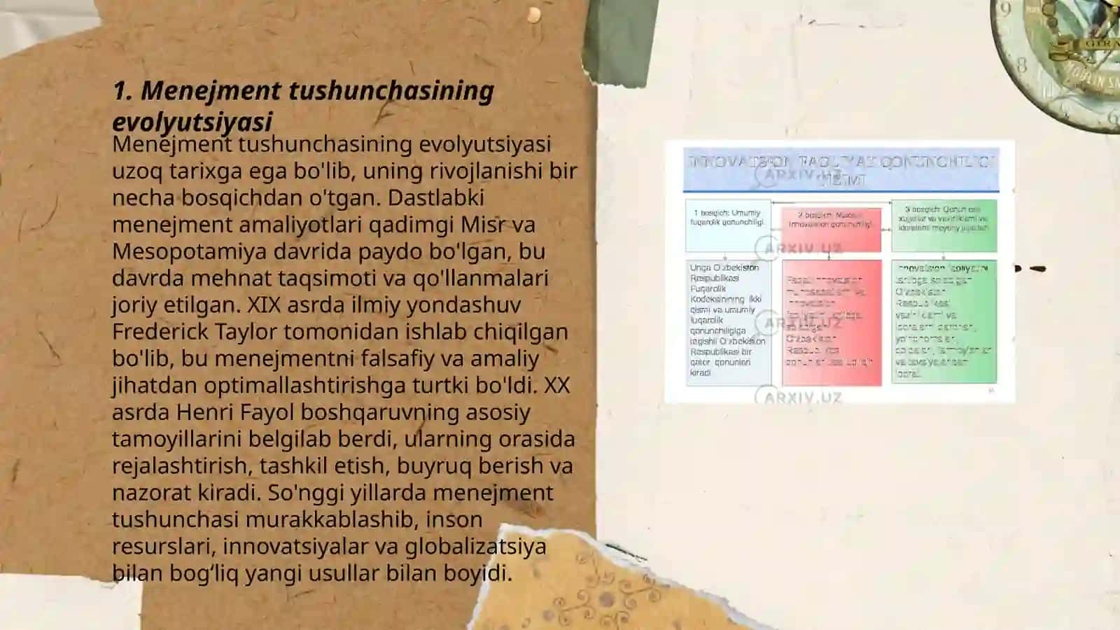 Menejmentning rivojlanish tarixi va hozirgi holati 3