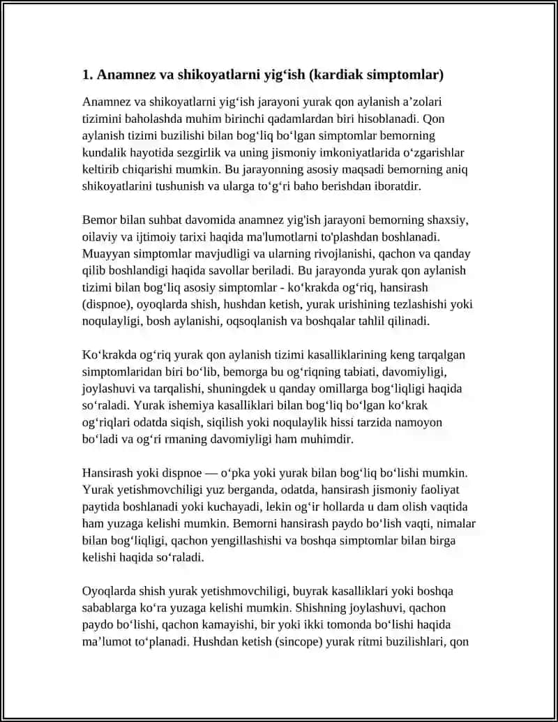 Yurak Qon Aylanish A'zolari Tizimini Baholash 3