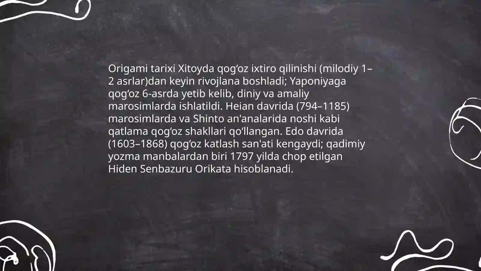 Origami tarixi. Origami sxemalarini o‘rganish 3