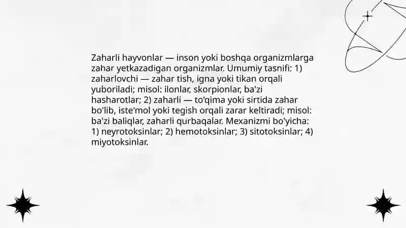 Zaharli hayvonlar 3