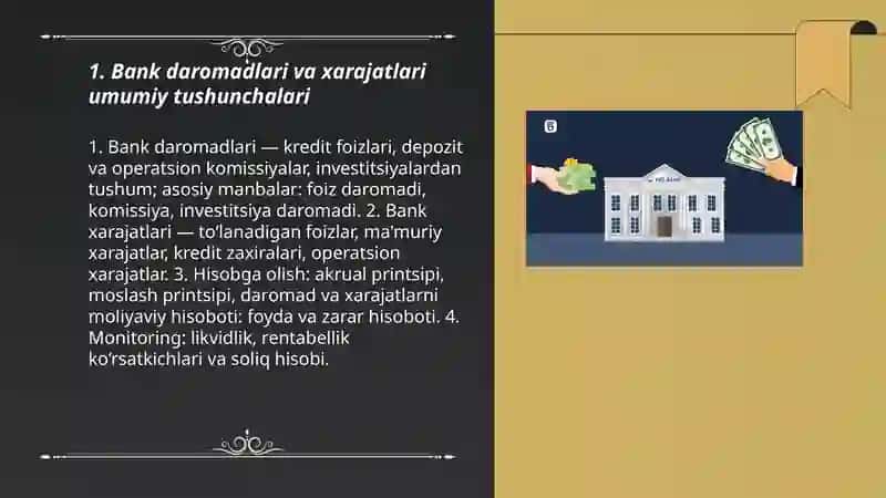 Bank daromadlari va xarajatlari hisobi 3