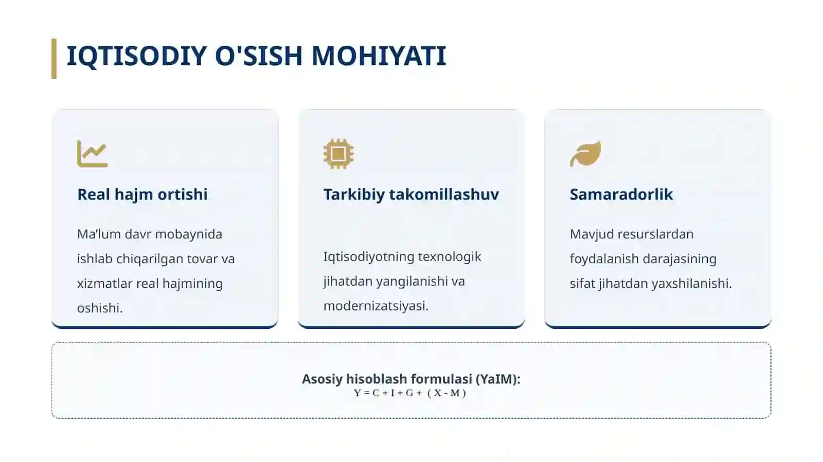 Iqtisodiy oʻsish:Mezon va Koʻrsatkichlar 3