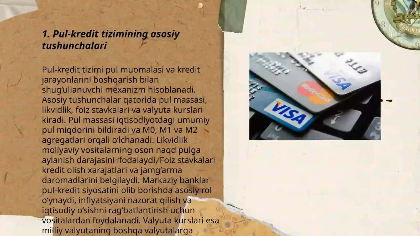 PUL-KREDIT TIZIMI. BANKLAR VA ULARNING BOZOR IQTISODIYOTIDAGI ROLI 3