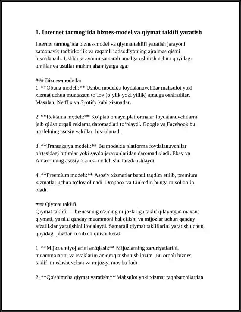 INTERNET TARMOGʻIDA BIZNES JARAYONLARINI TASHKIL ETISH 3