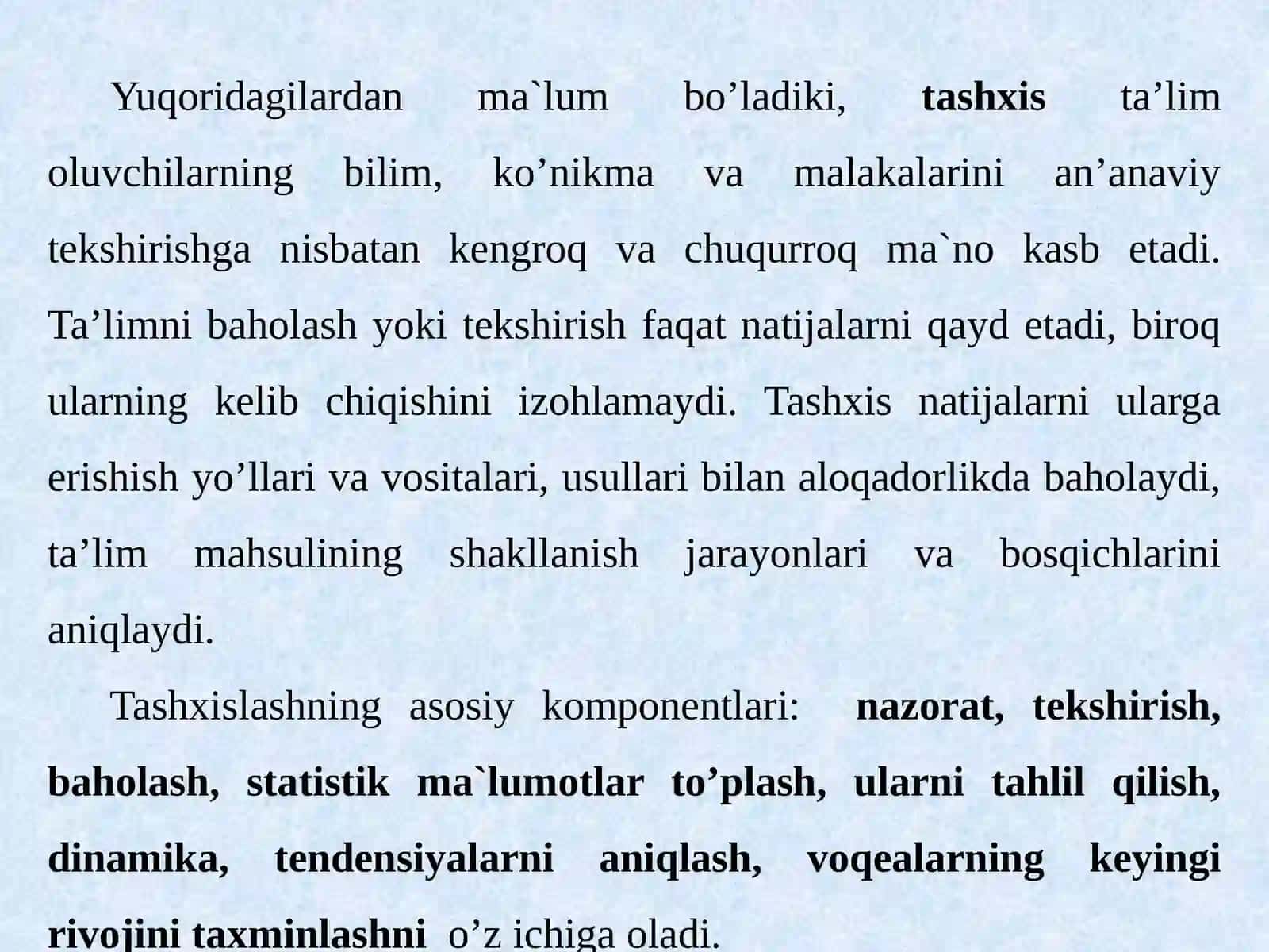 O’quvchilarning bilim, ko’nikma va malakalarini tashxis etish 3