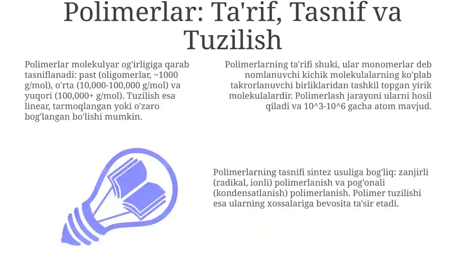 Polimerlar: Ta'rif, Tuzilishi va Tasnifi 3