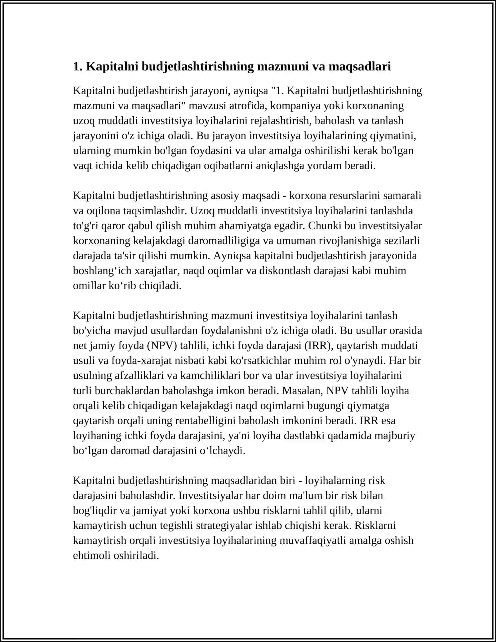 KAPITALNI BUDJETLASHTIRISH JARAYONI 3