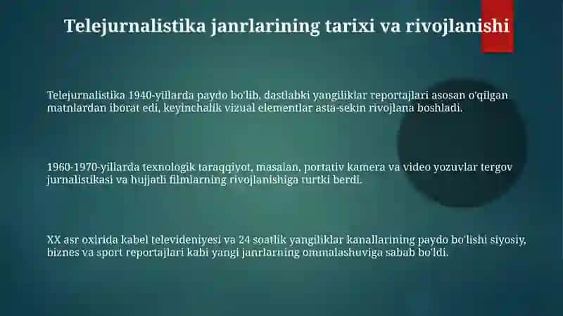 Telejurnalistikada janrlar 3