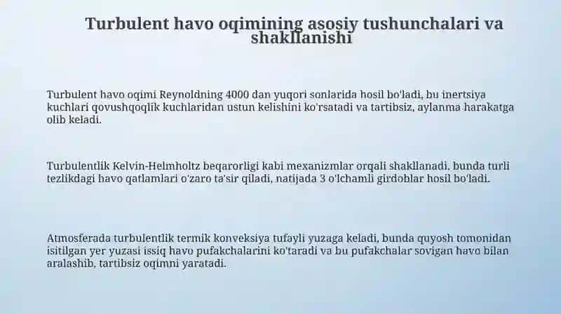 Turbulent havo oqimining harakati 3