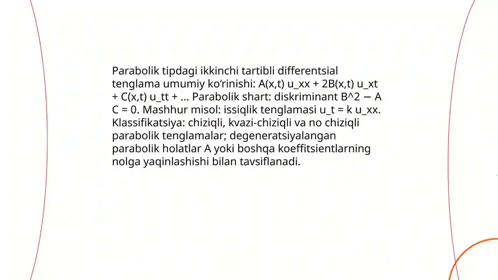 Parabolik tipdagi tenglamalar 3