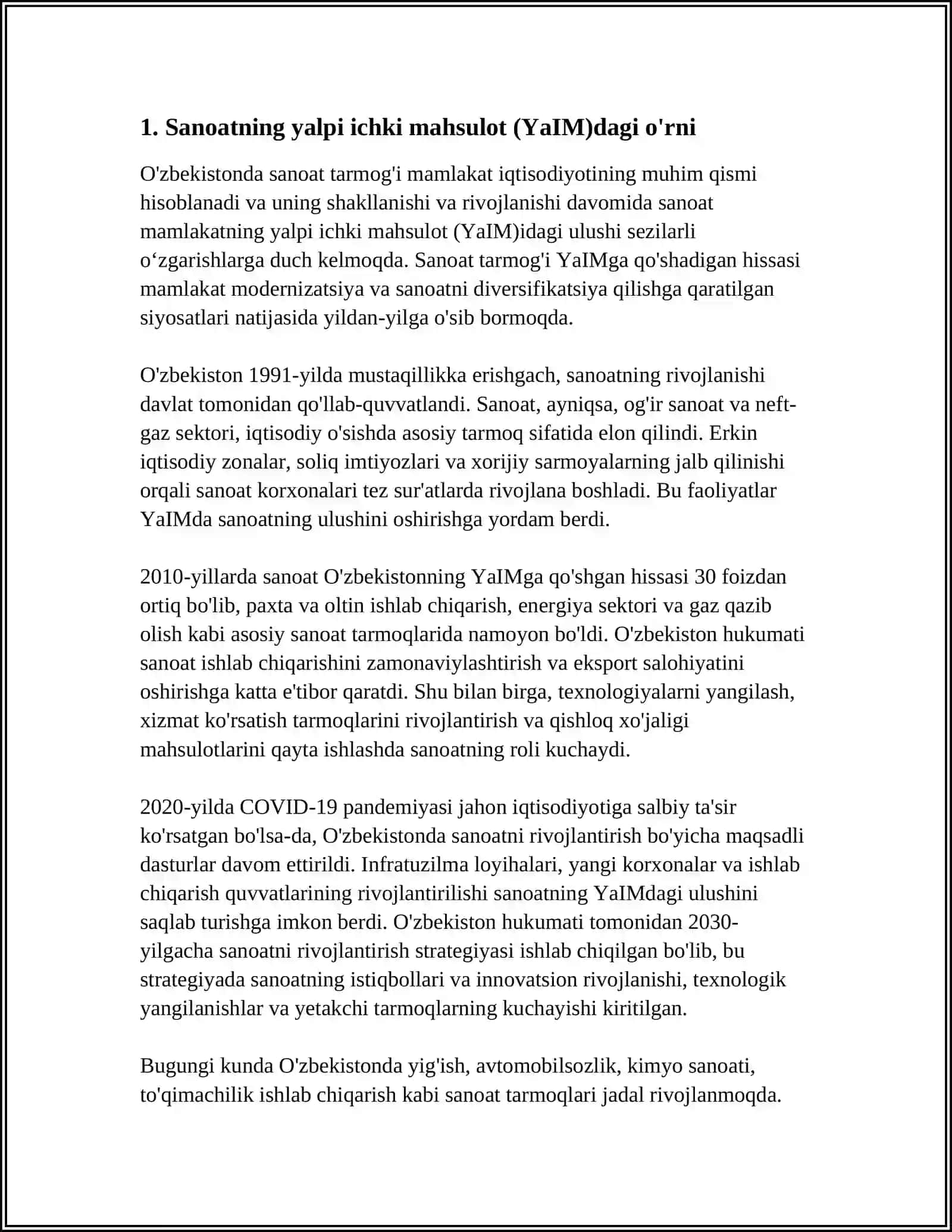 O'ZBEKISTONDA SANOATNING O'RNI 3