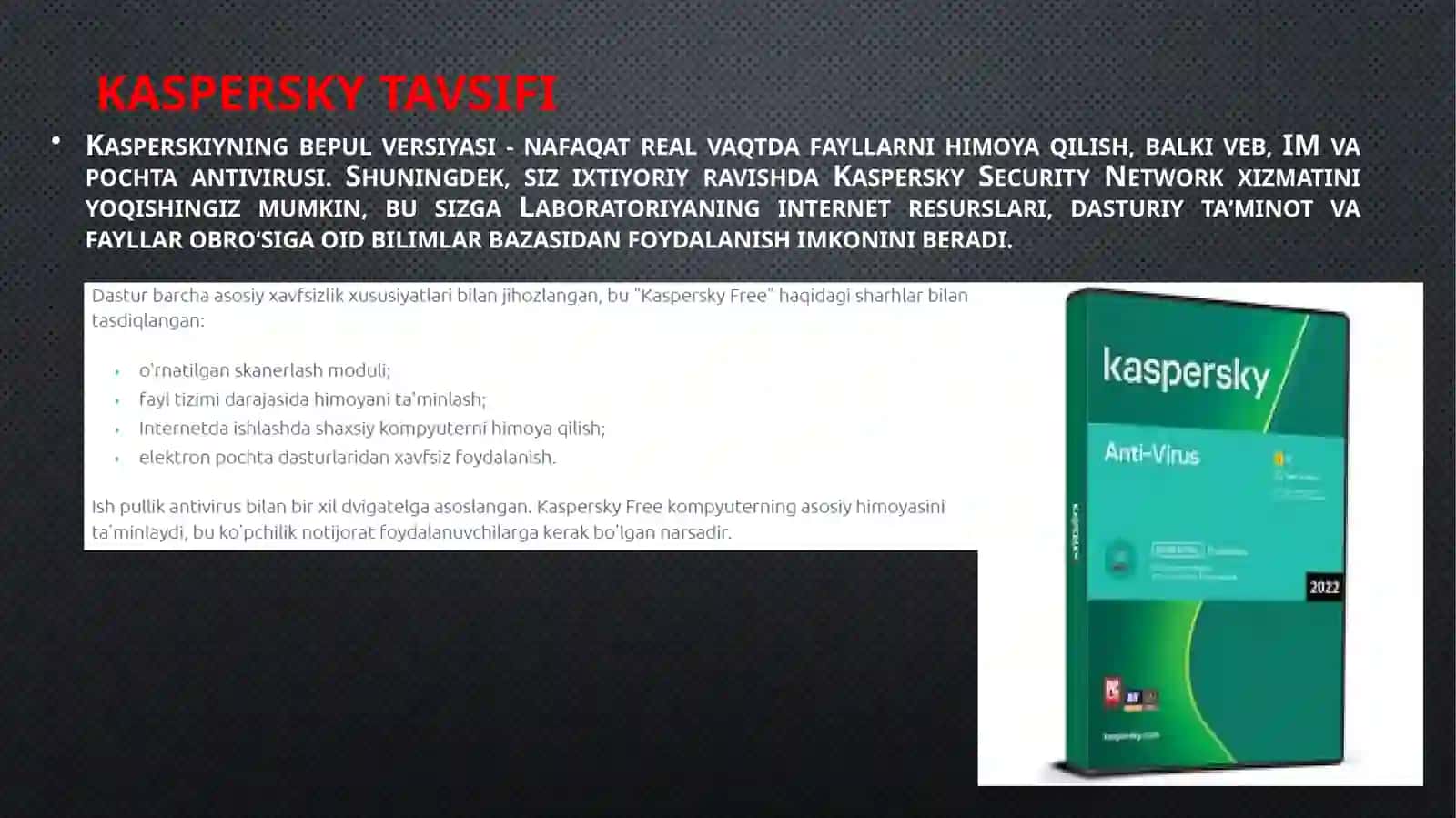 Kasperskiy, Doctor Web Va Eset Nod 32 Antivirus dasturlari 3