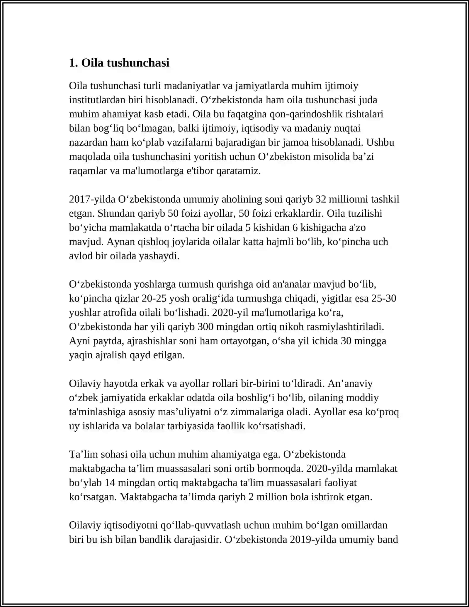 MUSTAQIL ISH Mavzu: OILA HAQIDA 3