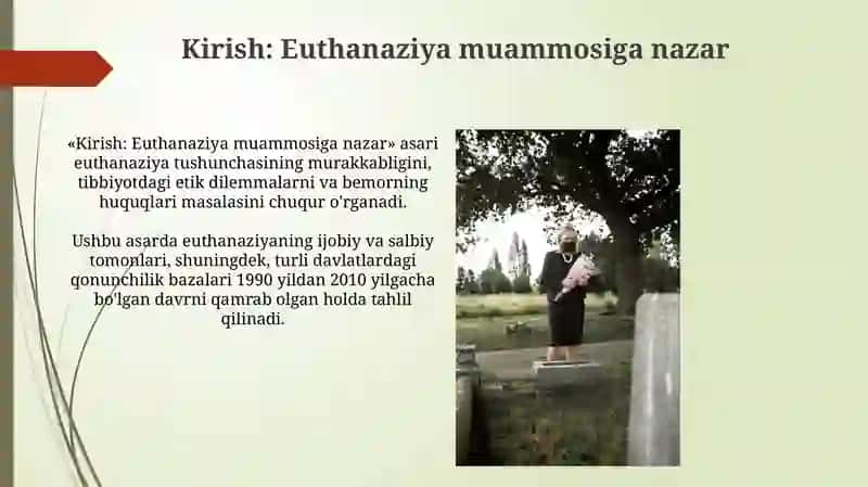 Kirish: Euthanaziya muammosiga nazar 3