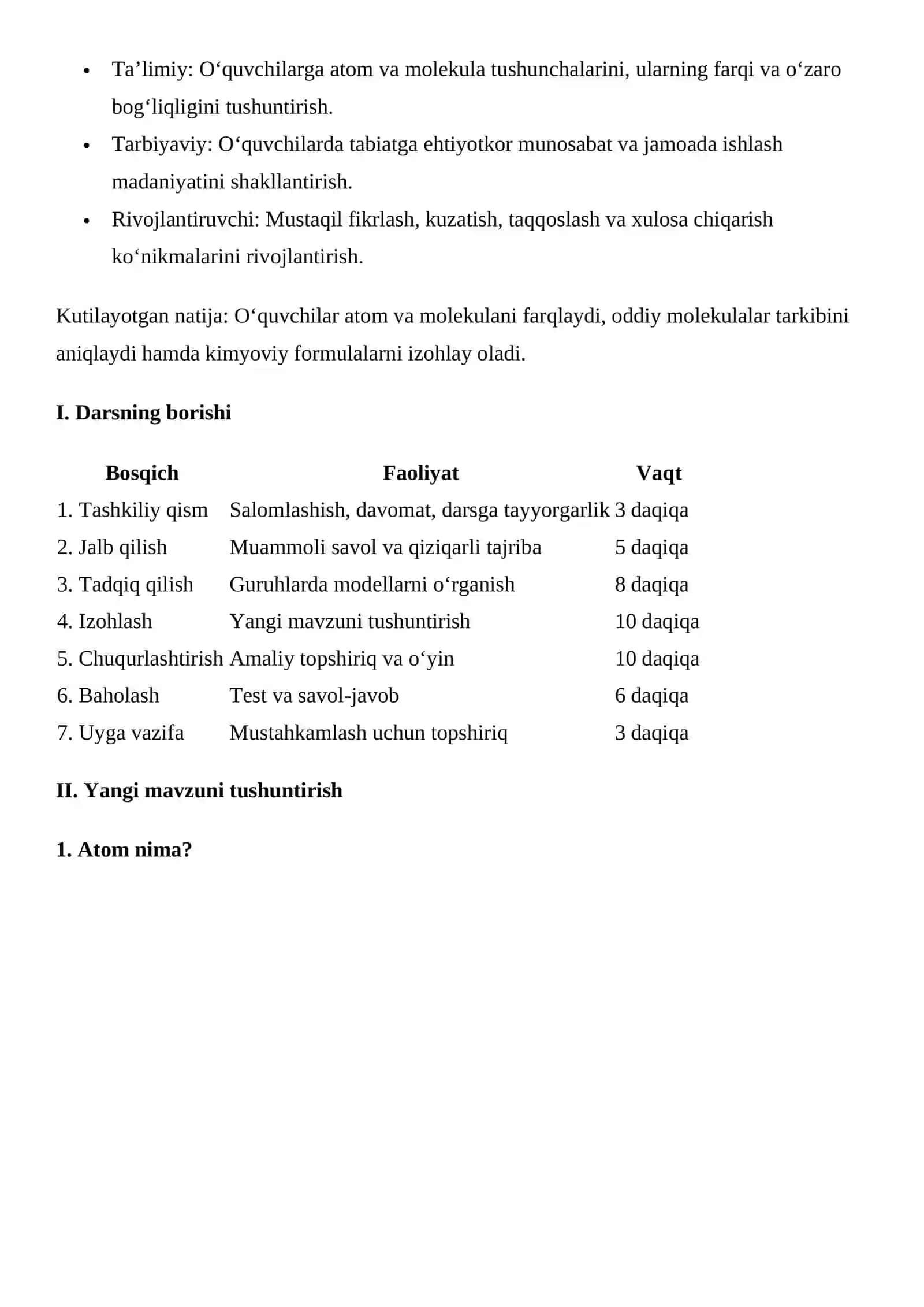DARS ISHLANMA ATOM VA MOLEKULA 3
