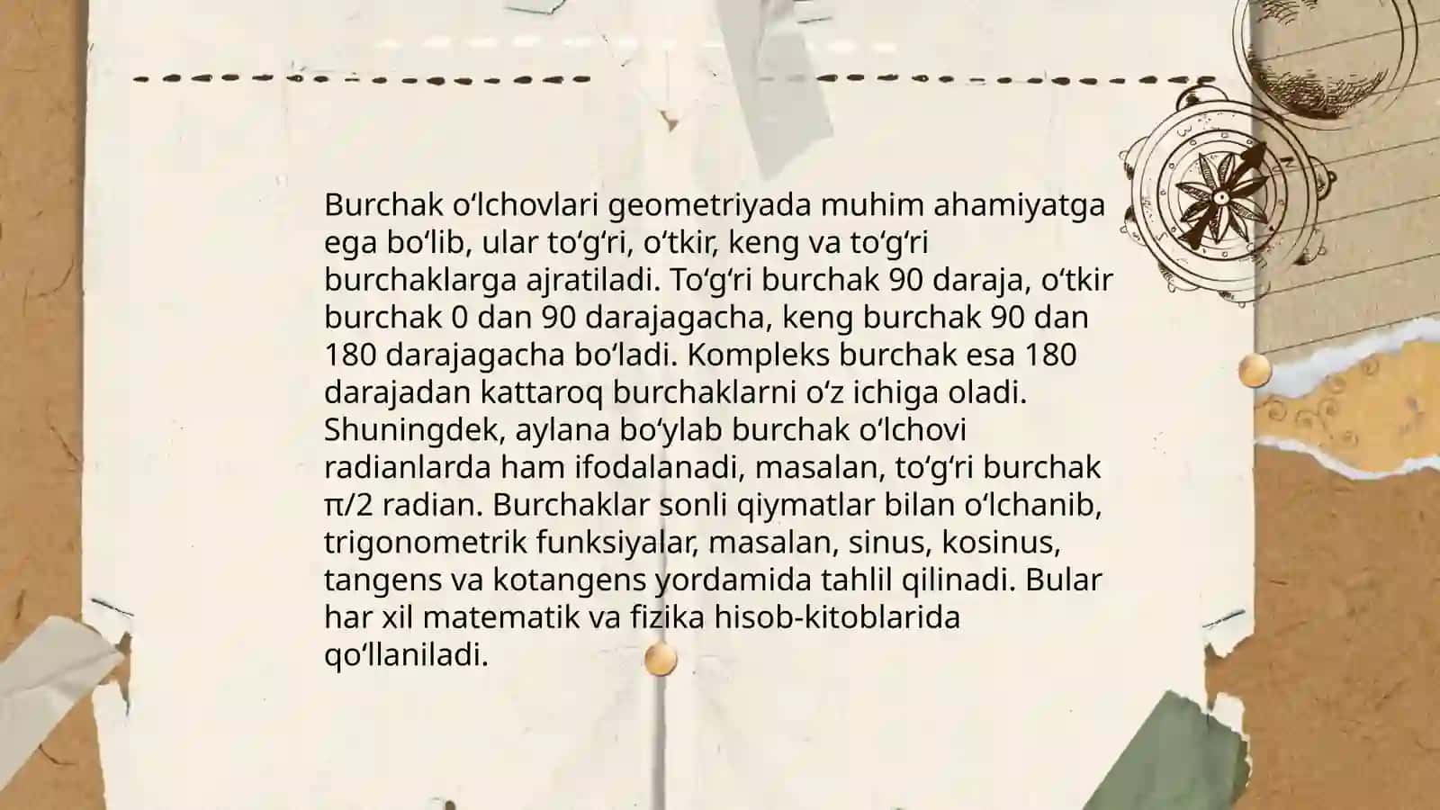 Burchak o‘lchovlari va ularning turlari 3