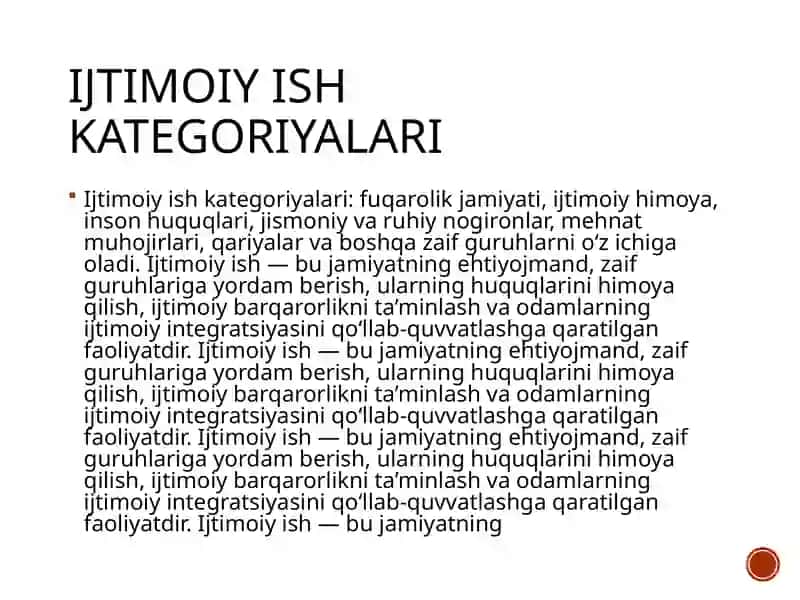 Ijtimoiy ish kategoriyalari 3