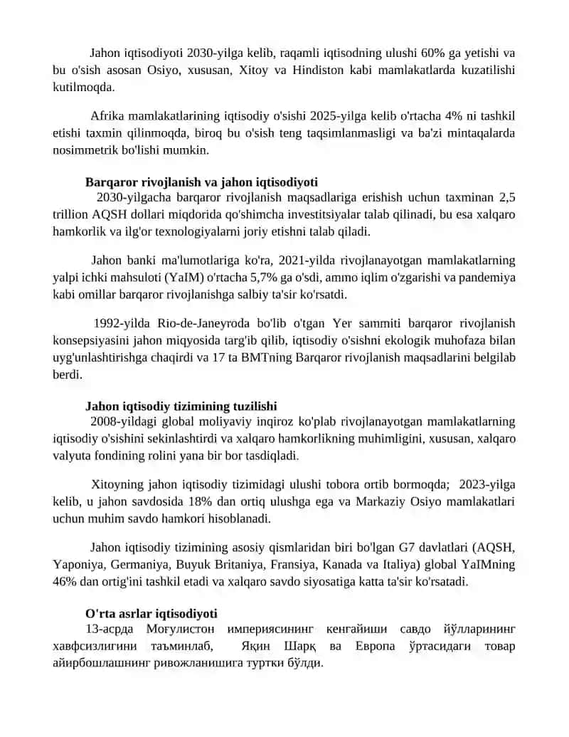Jahon xoʻjaligi va uning evolyutsiyasi 3