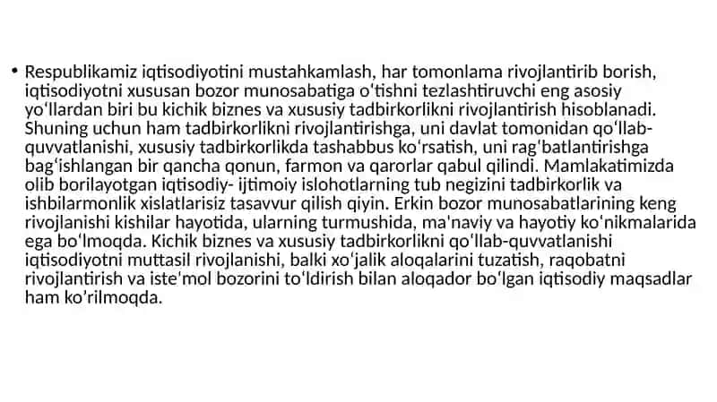 Kichik biznes va xususiy tadbirkorlik 3