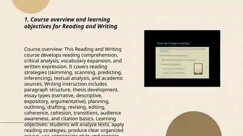 Introduction to the Course: Reading and Writing 3