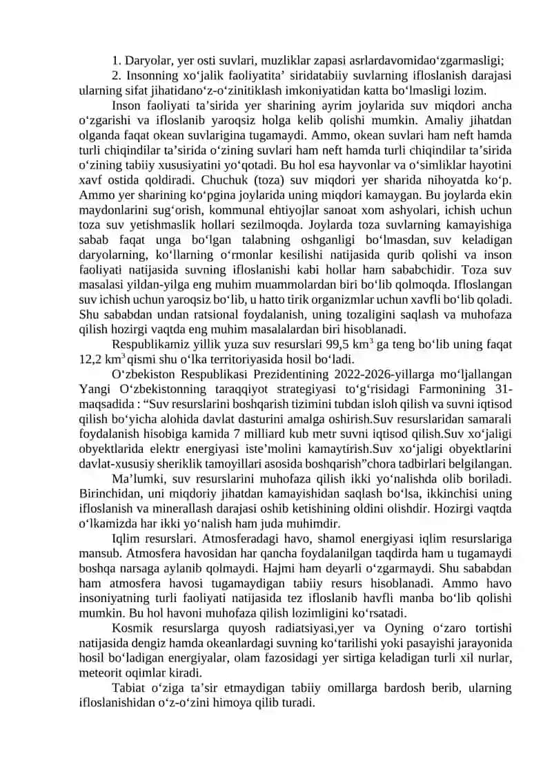 Tabiiy Resurslar Turlari 3
