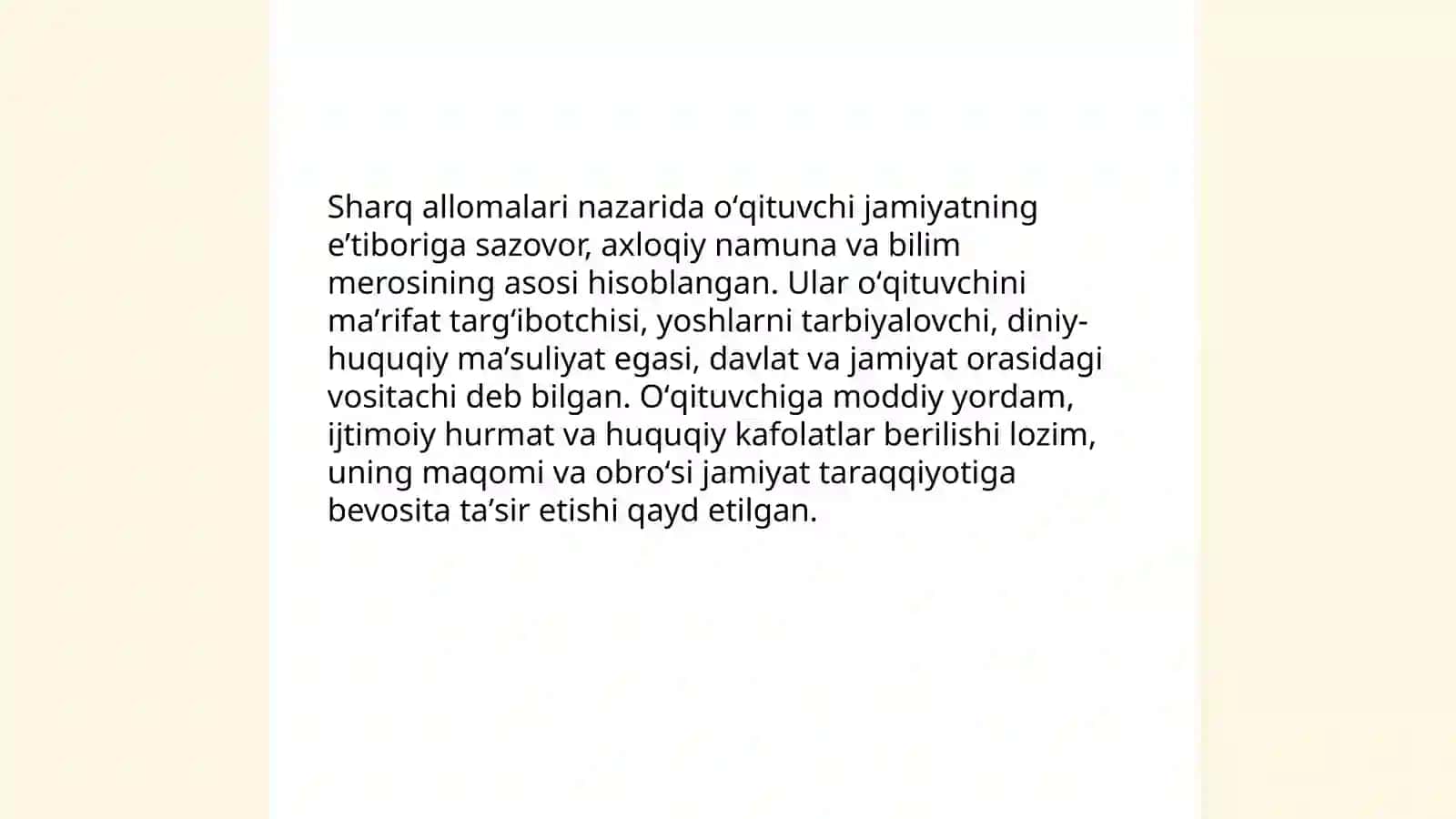 Sharq mamlakati allomalarining oʻqituvchilik kasbiga oid ilk qarashlari 3