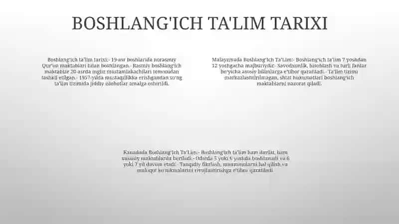 Malayziyada BoshlangʻIch TaʼLim 3