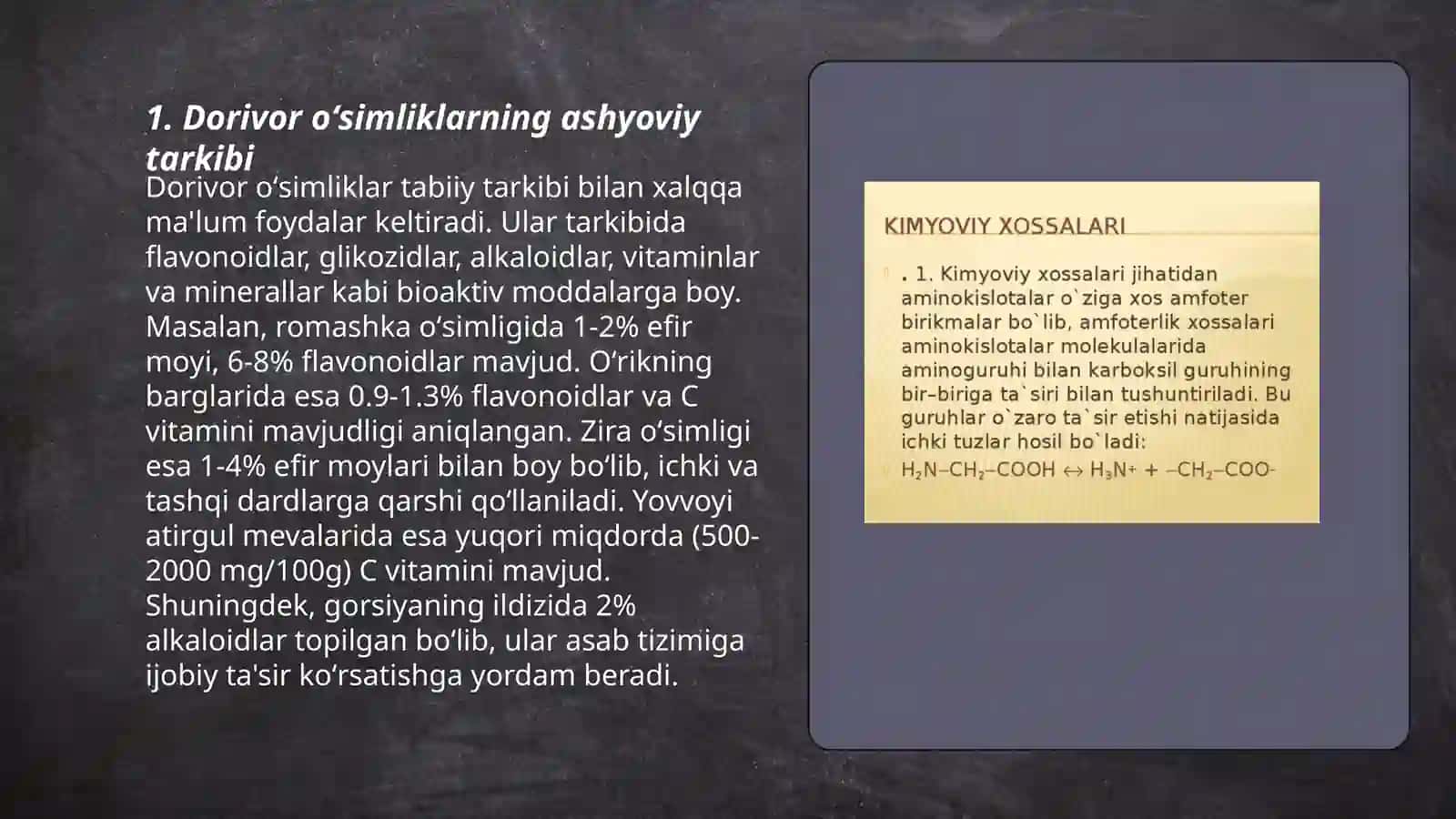 Dorivor oʻsimliklarni kimyoviy tarkibi 3