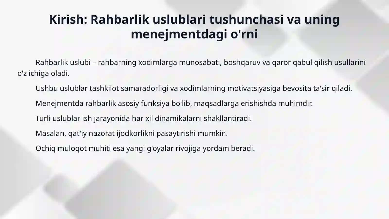 Rahbarlik uslublari 3