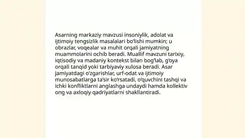 Asarlardan mavzu va g'oya 3