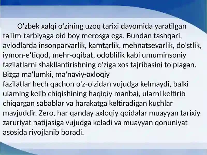 Qadimgi xalq o'zbek tarbiyasi 3