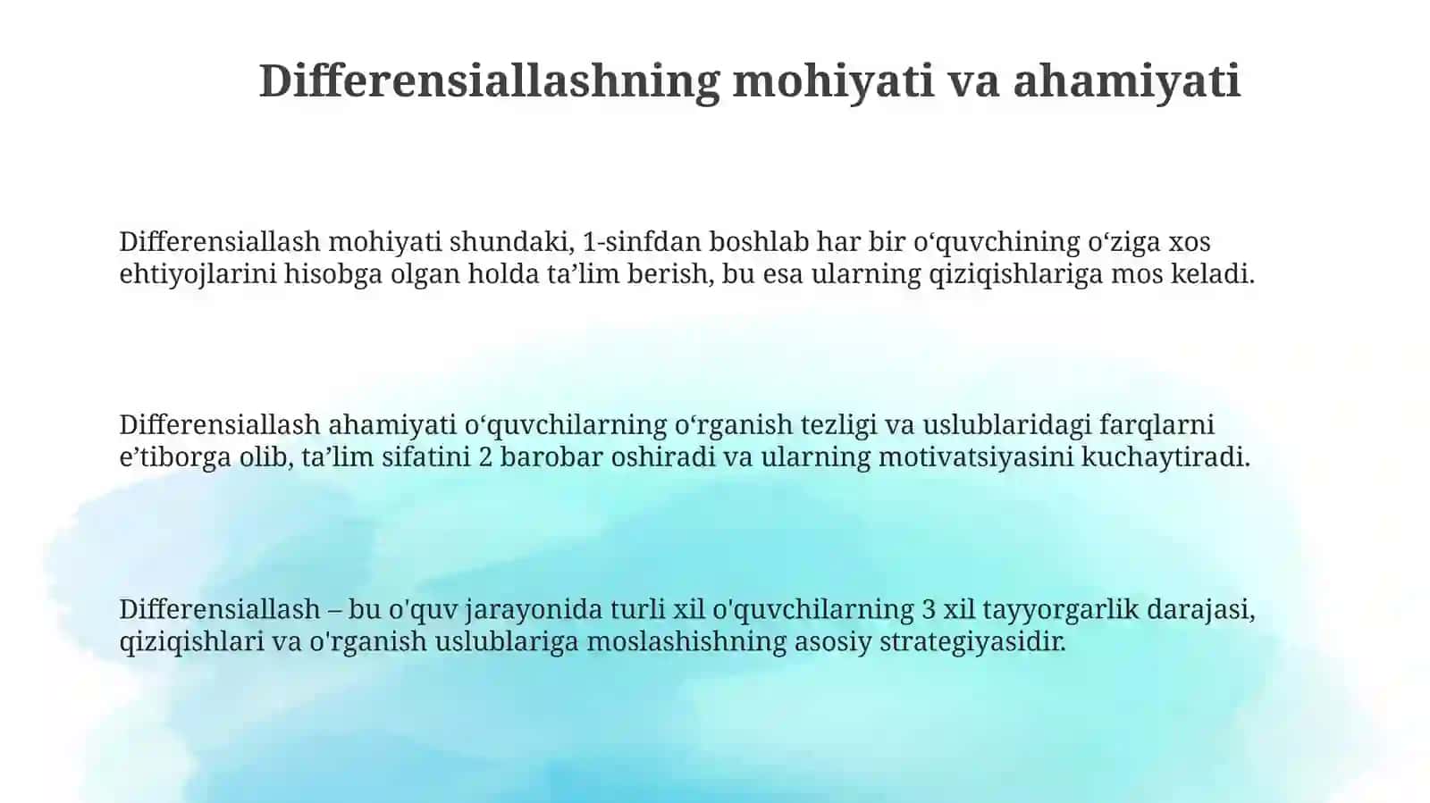 Differensial yondashuv asosida o'qish darslarini tashkil etish 3