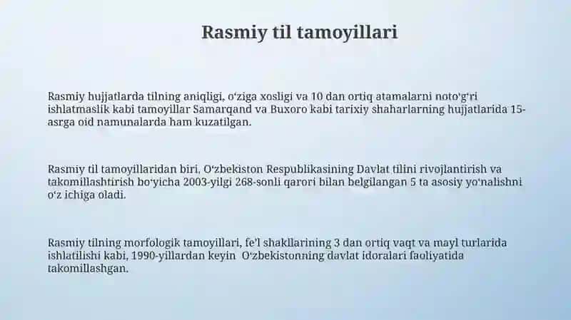 Rasmiy va an'anaviy til tamoyillari 3