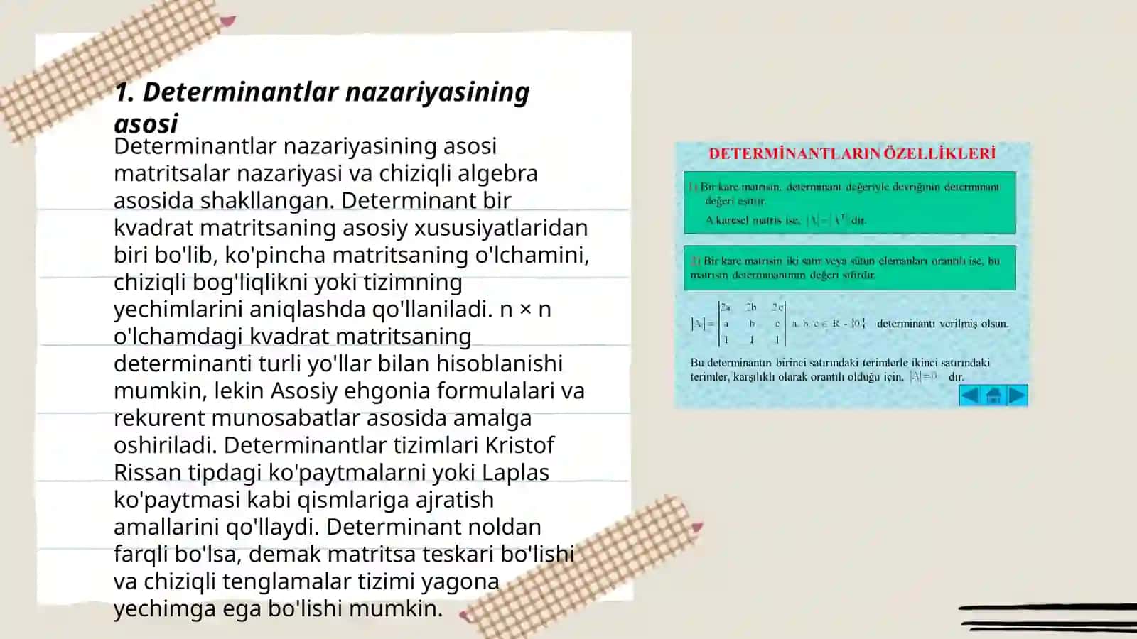 Determinantlar nazariyasini ortaganal qurish 3