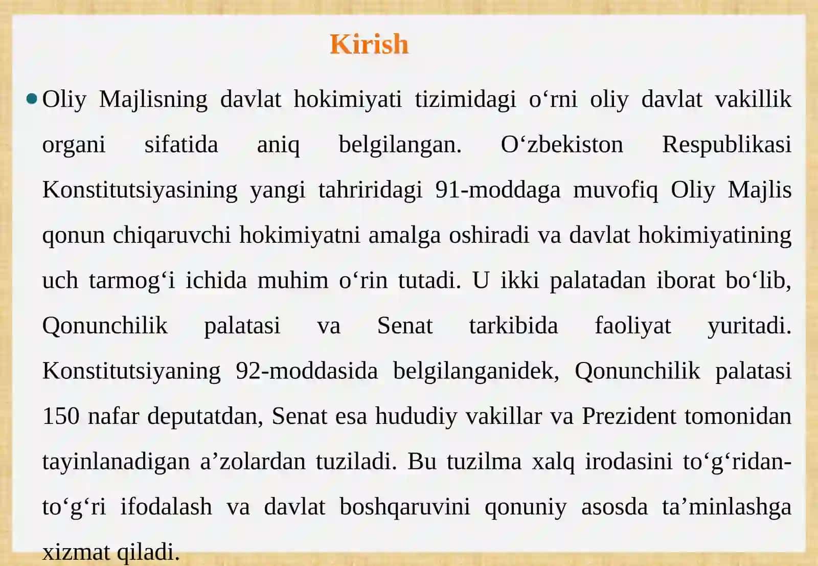 O‘zbekiston Respublikasi Oliy Majlisi 3