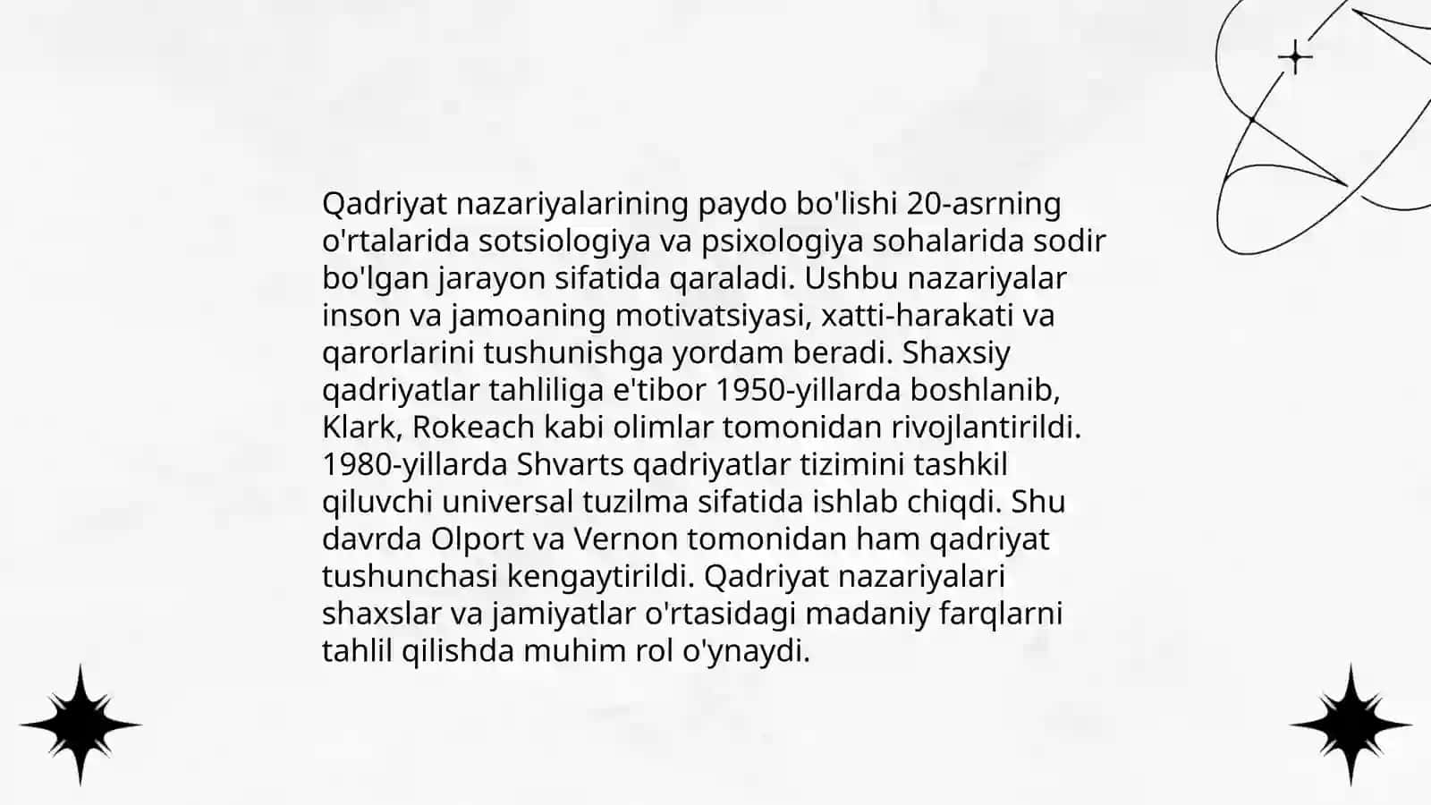 Qadriyat nazariyasining shakllanishi darajasi 3