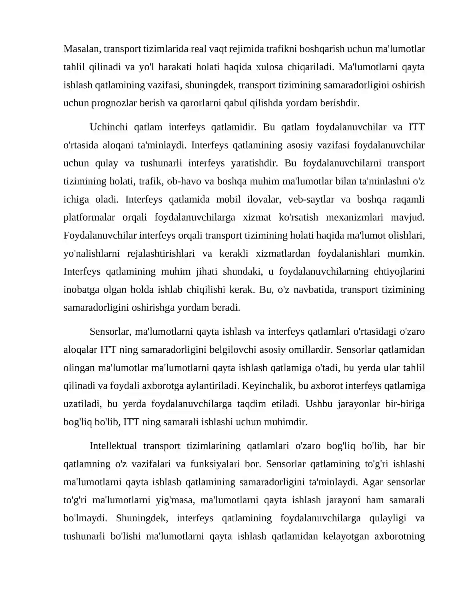 Intellektual transport tizimlari nechta qatlamlardan iborat 3