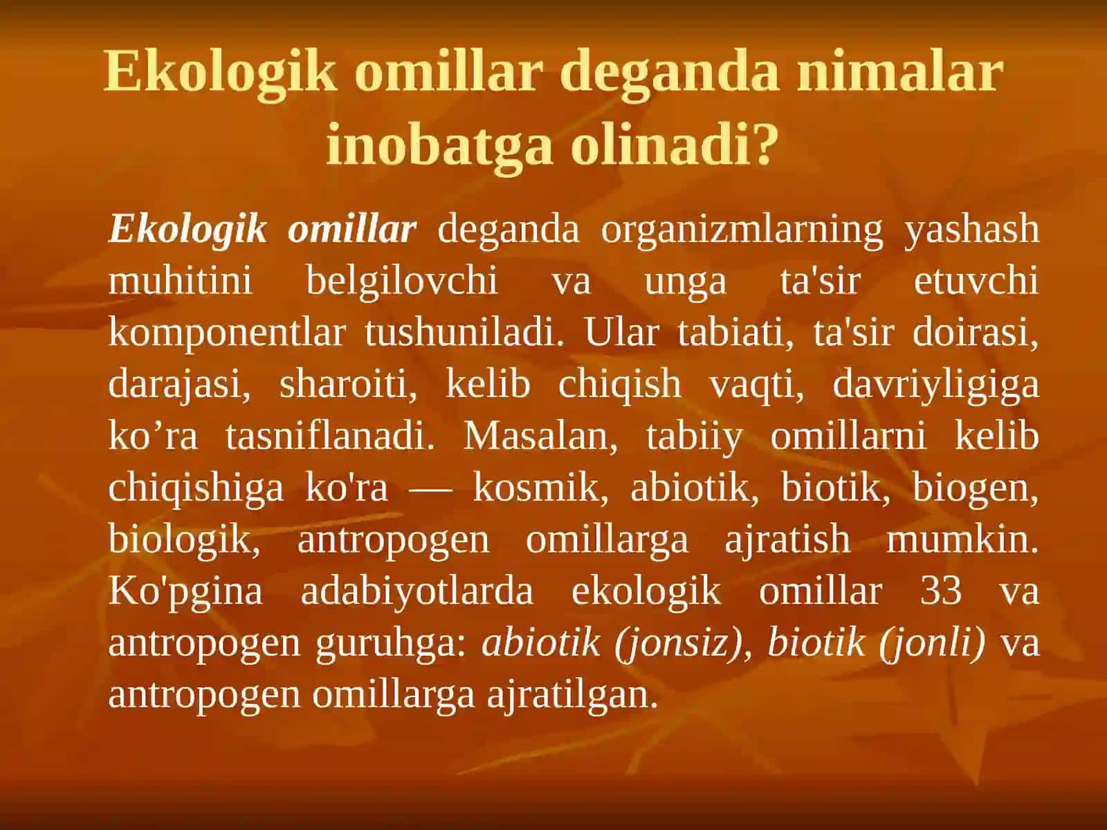 Ekologiya va Biz 3