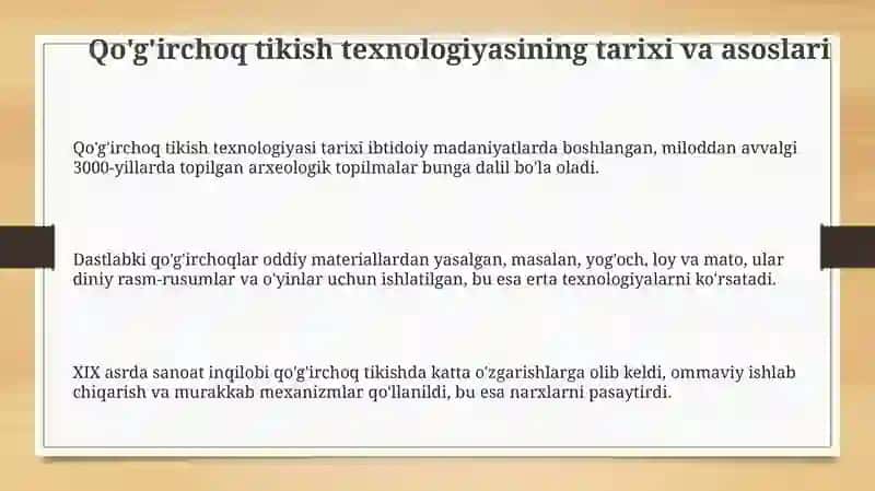 Qoʻgʻirchoq tikish texnologiyasi 3